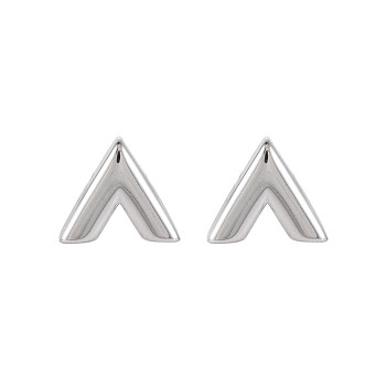 304 Stainless Steel V-shape Stud Earrings, Initial Letter Earrings for Women, Stainless Steel Color, 11x13.5mm, Pin: 0.7mm