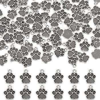 100Pcs Dog Paw Prints Tibetan Style Alloy Pendant Enamel Settings, Antique Silver, 15x12x2mm, Hole: 2mm