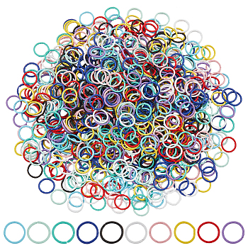 Elite 400Pcs 10 Colors Painted Iron Jump Rings, Open Jump Rings, Textured Round Ring, Mixed Color, 18 Gauge, 11.5x1mm, Inner Diameter: 9.5mm, 40pcs/color