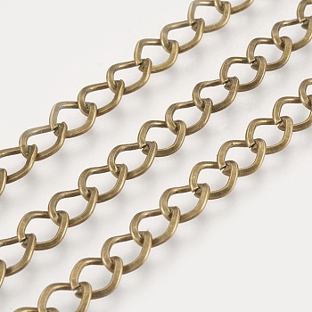 Iron Twisted Chains, Unwelded, with Spool, Rhombus, Antique Bronze, 8.5x6.8x1.2mm, about 164.04 Feet(50m)/roll
