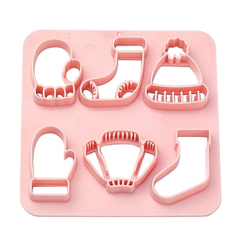 ABS Plastic Cookie Cutters, Christmas Clothes, Pink, 100x100mm