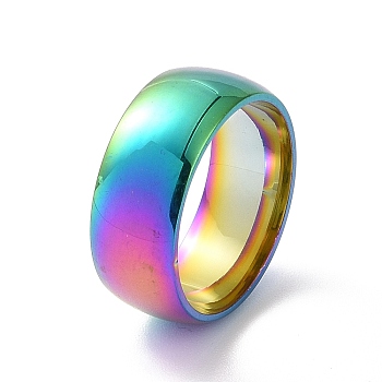 201 Stainless Steel Plain Band Ring for Women, Rainbow Color, Inner Diameter: 17mm