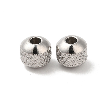201 Stainless Steel Bead, Round, Stainless Steel Color, 6mm, Hole: 2mm