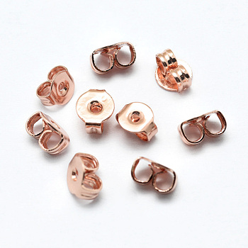 Brass Ear Nuts, Friction Earring Backs for Stud Earrings, Rose Gold, 5x4x2.5mm, Hole: 0.8mm