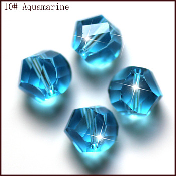 Imitation Austrian Crystal Beads, Grade AAA, Faceted, Polygon, Deep Sky Blue, 6mm, Hole: 0.7~0.9mm