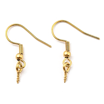 304 Stainless Steel Earring Hooks, Ear Wire with Pinch Bails, Real 18K Gold Plated, 21 Gauge, 25.5mm, Pin: 0.7mm and 1mm