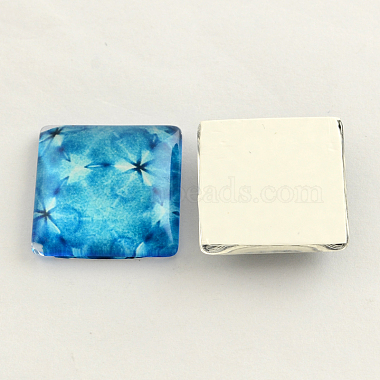 Floral Pattern Glass Flatback Square Cabochons for DIY Projects(X-GGLA-S022-15mm-37)-2