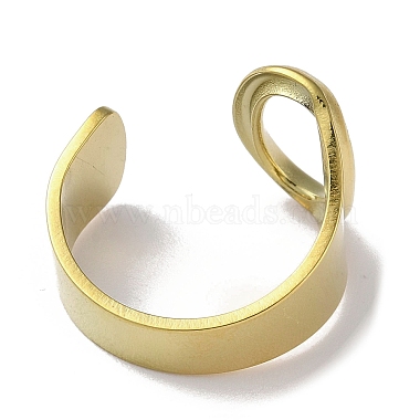 Real 18K Gold Plated 304 Stainless Steel Initial Letter Open Cuff Ring(RJEW-H215-09G-02)-3