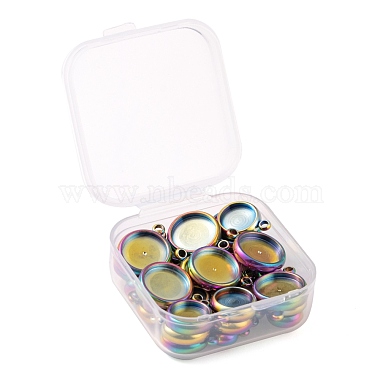 40Pcs 4 Style Ion Plating(IP) 304 Stainless Steel Pendant Cabochon Settings(STAS-LS0001-56MC)-7