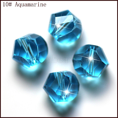 6mm DeepSkyBlue Polygon Glass Beads