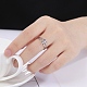 Double coeur avec croix 304 anneau réglable en acier inoxydable pour femme(RJEW-B035-06P)-4