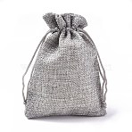 Polyester Imitation Burlap Packing Pouches Drawstring Bags, Light Grey, 13.5x9.5cm(X-ABAG-R004-14x10cm-11)