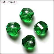 Imitation Austrian Crystal Beads, Grade AAA, Faceted, Polygon, Green, 10mm, Hole: 0.9~1mm(SWAR-F085-10mm-15)