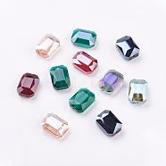 Electroplated Glass Beads, Faceted, Rectangle, Mixed Color, 18x13x6mm, Hole: 1mm(EGLA-H002-A-M)