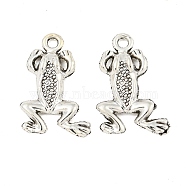 Tibetan Style Alloy Frog Pendants, Lead Free & Cadmium Free, Antique Silver, 21x13x3mm, Hole: 2mm, about 500pcs/500g(TIBEP-S291-05-RS)