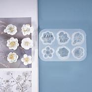 DIY Flower Silicone Molds, for UV Resin & Epoxy Resin Jewelry Making, White, 80x55x10mm(X-DIY-D048-12B)