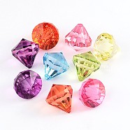 Transparent Acrylic Pendants for Curtains,  Faceted, Diamond, about 28mm wide, 31mm long, hole: 3mm, about 52pcs/500g(DB28X31MM)