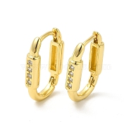 Cubic Zirconia Rectangle Hoop Earrings, Real 18K Gold Plated Brass Jewelry for Women, Cadmium Free & Nickel Free & Lead Free, Clear, 17x11x3mm, Pin: 0.8mm(EJEW-E270-33G)