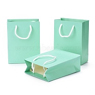 Kraft Paper Bags, with Handles, Gift Bags, Shopping Bags, Rectangle, Aquamarine, 16x12x5.9cm(AJEW-F005-01-A01)