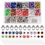 Nbeads 820Pcs DIY Evil Eye Themed Pendant Making Kits, Including Resin Beads, Hand of Miriam Alloy Bead Frames, Brass Flat Head Pins, Mixed Color, 6~7.5x5mm, Hole: 1.6~2mm(DIY-NB0004-89)