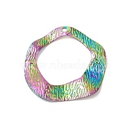 Ion Plating(IP) 304 Stainless Steel Pendants, Twist Ring Charms, Rainbow Color, 38x39.5x3.5mm, Hole: 2x2.4mm(STAS-L268-024MC)