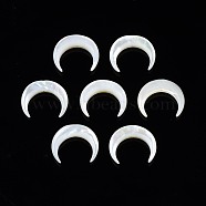 Natural White Shell Mother of Pearl Shell Beads, Moon, WhiteSmoke, 15x13x3mm, Hole: 0.8mm(SSHEL-T012-07)