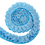 Polyester Pleated Lace Trim, Ruffled Lace Ribbon for Garment Accessories, Dodger Blue, 3-5/8 inch(92mm), 2.5 yards/strand(OCOR-WH0080-77B)