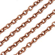 Iron Cable Chains, Unwelded, with Spool, Oval, Red Copper Color, 6.2x4.5x1.2mm, about 164.04 Feet(50m)/roll(CHT030Y-R)