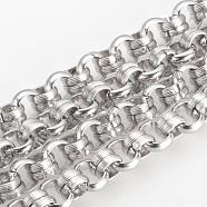 304 Stainless Steel Textured Rolo Chains, Unwelded, Stainless Steel Color, 8mm(CHS-Q002-11)