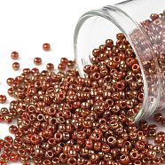 TOHO Round Seed Beads, Japanese Seed Beads, (1707) Gilded Marble Orange, 11/0, 2.2mm, Hole: 0.8mm,  about 1110pcs/10g(X-SEED-TR11-1707)