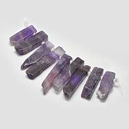 Natural Amethyst Graduated Beads Strands, Nuggets, 18~55x8~12x6.5~8mm, Hole: 2mm, about 8pcs/strand, 4.3 inch~4.7 inch(11~12cm)(G-P319-28)