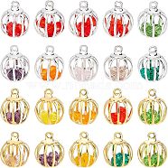 ARRICRAFT 20Pcs 2 Style Iron Lantern Charms, with Plastic Rhinestone inside, Mixed Color, Golden & Silver, 14x11mm, Hole: 1.4mm, 10pcs/style(IFIN-AR0001-19)