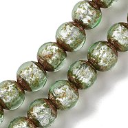 Handmade Gold Sand Lampwork Beads Strands, Round, Dark Sea Green, 12mm, Hole: 1.8mm, about 42~45pcs/strand, 18.50''~20.87''(47~53cm)(LAMP-P062-01F)