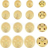 Olycraft Alloy Shank Buttons, Flat Round, Golden, 14.5x3mm, Hole: 2x3mm(BUTT-OC0001-05G)