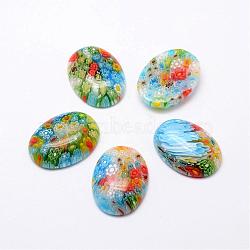 Handmade Millefiori Glass Cabochons, Oval, Mixed Color, 29x22x7mm(LAMP-G121-48)