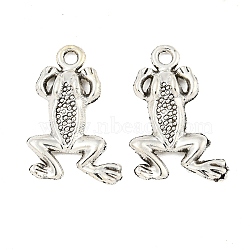 Tibetan Style Alloy Frog Pendants, Lead Free & Cadmium Free, Antique Silver, 21x13x3mm, Hole: 2mm, about 500pcs/500g(TIBEP-S291-05-RS)