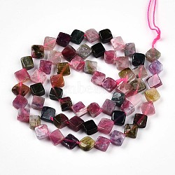 Natural Tourmaline Beads Strands, Rhombus, 6~7.5x6~8x2~4mm, Hole: 0.7mm, about 61~62pcs/strand, 15.75~16.02''(40~40.7cm)(G-T140-04B)