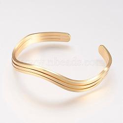 Brass Cuff Bangle, Real 18K Gold Plated, 2 inchx2-1/4 inch(50x58mm)(BJEW-P168-C04)