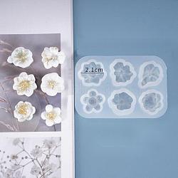 DIY Flower Silicone Molds, for UV Resin & Epoxy Resin Jewelry Making, White, 80x55x10mm(X-DIY-D048-12B)