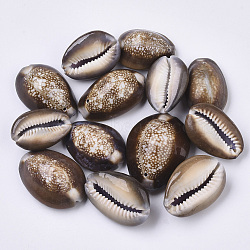 Natural Cowrie Shell Pendants, Coconut Brown, 26~36x17~27x12~17mm, Hole: 1.4mm, about 90pcs/500g(SSHEL-N034-24)