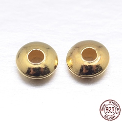 Real 18K Gold Plated Flat Round 925 Sterling Silver Spacer Beads, Golden, 5x2.5mm, Hole: 1.6mm(X-STER-M101-12-5mm)