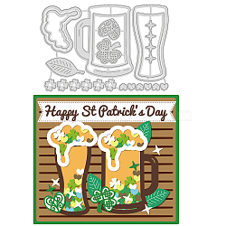 Saint Patrick's Day Carbon Steel Cutting Dies Stencils, for DIY Scrapbooking, Photo Album, Decorative Embossing Paper Card, Stainless Steel Color, Drink Pattern, 10.2x15.2x0.08cm(DIY-WH0309-721)