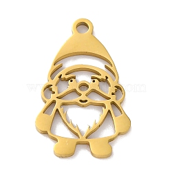 Christmas 201 Stainless Steel Pendants, Laser Cut, Santa Claus Charm, Golden, 18.5x11.5x1mm, Hole: 1.5mm(STAS-Q015-07G)