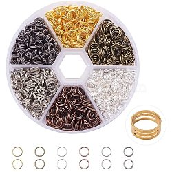Iron Split Rings Sets, Mixed Color, 7x0.7mm, about 6.3mm inner diameter, about 800pcs/box(IFIN-PH0001-11-7mm)