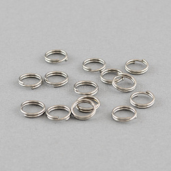 304 Stainless Steel Split Rings, Double Loops Jump Rings, Stainless Steel Color, 7x1.4mm, Inner Diameter: 5.6mm(A-STAS-Q186-01-7mm)