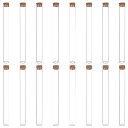 BENECREAT Glass Test Tube, with Wooden Stopper, Clear, 185mm, 10pcs/box(CON-BC0001-75)