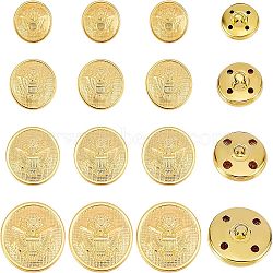 Olycraft Alloy Shank Buttons, Flat Round, Golden, 14.5x3mm, Hole: 2x3mm(BUTT-OC0001-05G)