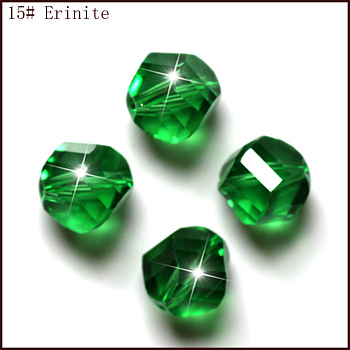 Imitation Austrian Crystal Beads, Grade AAA, Faceted, Polygon, Green, 10mm, Hole: 0.9~1mm