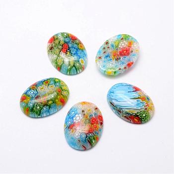Handmade Millefiori Glass Cabochons, Oval, Mixed Color, 29x22x7mm