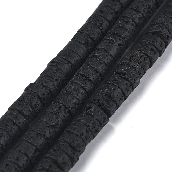 Natural Lava Rock Beads Strands, Heishi Beads, Flat Round/Disc, 4x2mm, Hole: 0.8mm, about 150~165pcs/strand, 15.35~15.74 inch(39~40cm)